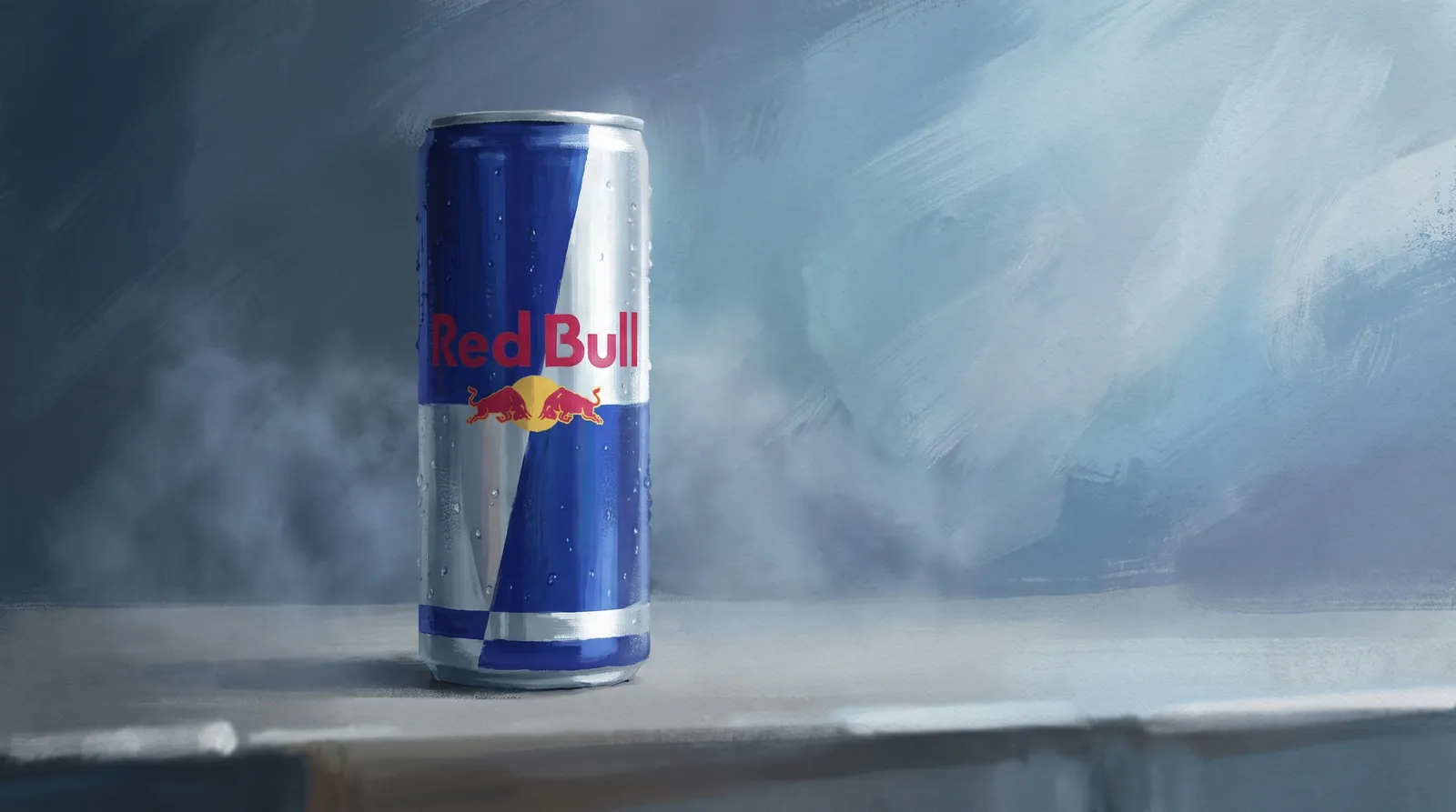 The approved frame of the Red Bull can with its correct label, painted, in cold blue silver.