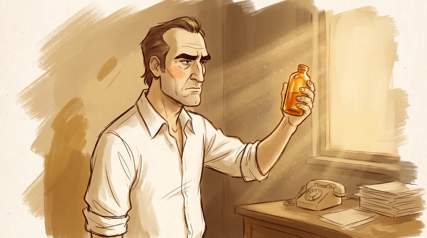 A words only frame in gold that reads as a coloured storyboard with visible line work.